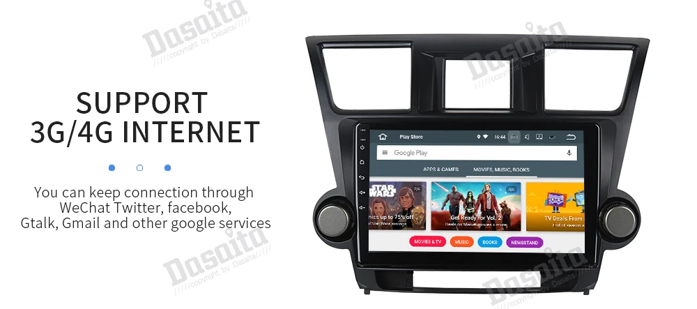 Flash Deal Dasaita 10.2" IPS Android 9.0 Car Multimedia for Toyota Highlander Radio 2009 2010 2011 2012 Octa Core Navigation GPS BT 4G RAM 17