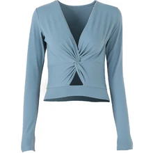 CretKoav, осень, новинка, длинный рукав, открытая футболка для йоги, для спортзала, сексуальный глубокий v-образный вырез, топы, эластичные, обтягивающие, для фитнеса, бега, Спортивная футболка