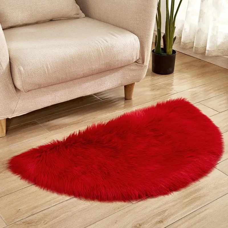 Rug Carpet Imitation Australian Wool European Door Mat Floor Semi-circular Sofa Living Room Bedside Carpet - Цвет: 2red