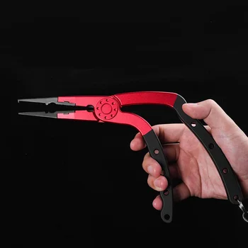 

Multifunctional Lengthening Fishing Pliers Aluminium alloy Split Ring Cutters Fishing Holder Tackle with Retention rope tools