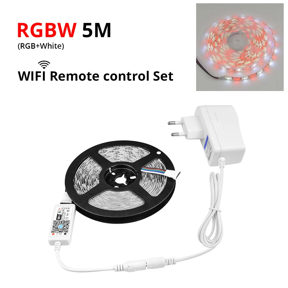 Водонепроницаемый 5 м RGB RGBW RGBWW wifi светодиодный светильник 5050 RGB лента диод Гибкая лампа wifi контроллер DC12V адаптер Комплект - Испускаемый цвет: RGBW