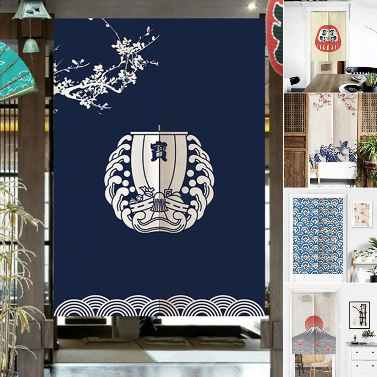 

Japanese Noren Doorway Curtain Romantic Blossom Cherry Tapestry Kitchen Curtains 85X150cm Home Decorative Door Curtain