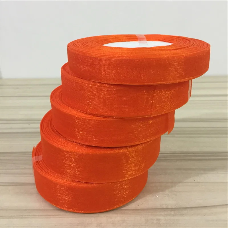 Orange Chiffon Organza Ribbon Wedding Party Decoration Wrapping Christmas Gift New Year Decor DIY Material Hair Bow Fabric | Дом и сад