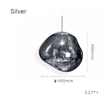 Подвесной светильник, горячая художественная Лавовая Подвесная лампа, стеклянная Подвесная лампа неправильной формы для ресторана/бара/Кофейни - Цвет корпуса: Silver D40CM