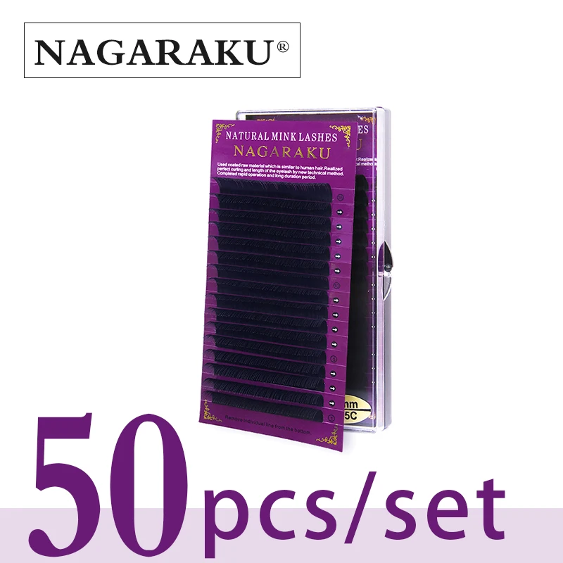 NAGARAKU 50cases set 16rows mink eyelash extension fake eyelashes false eyelashes