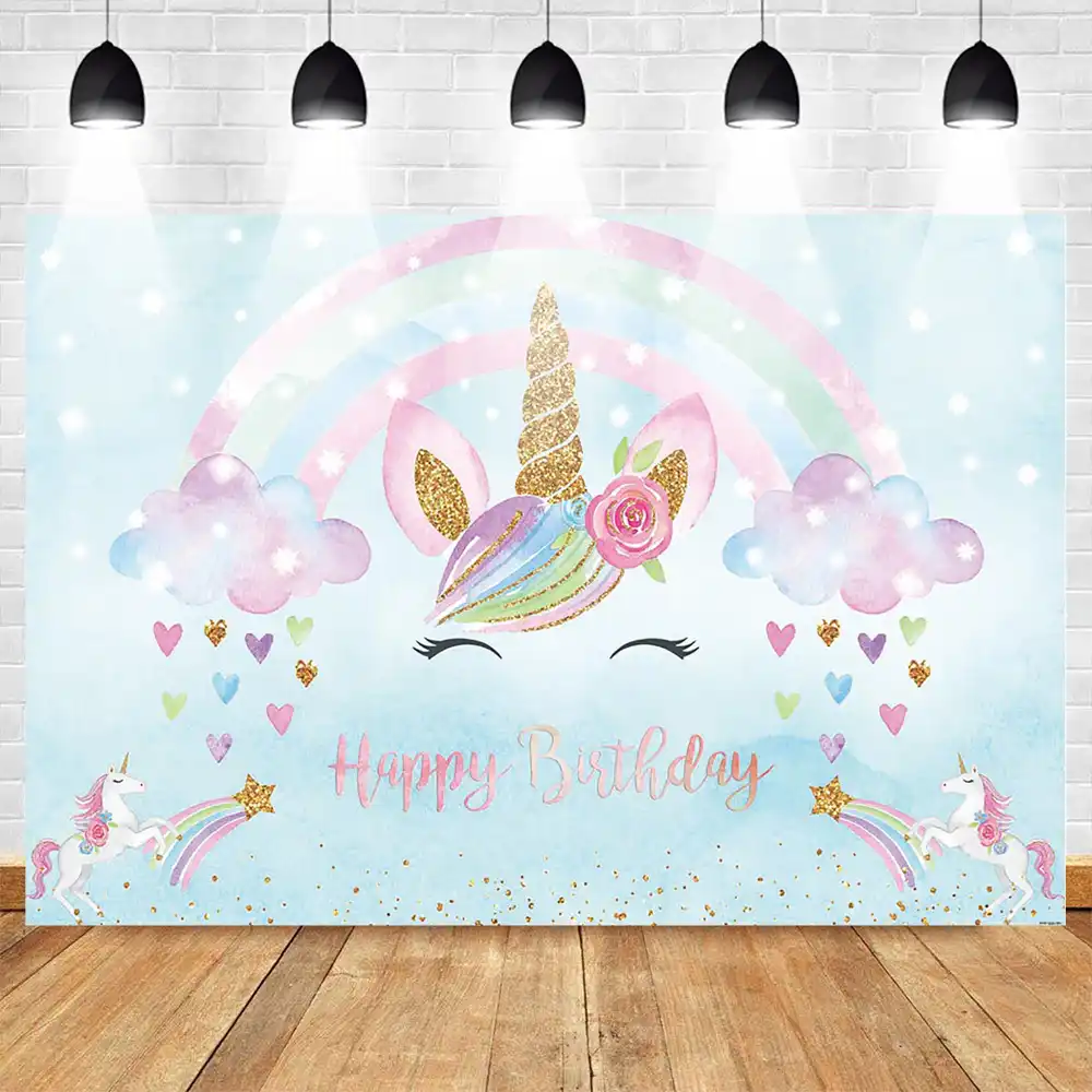 Mehofoto Licorne Arc En Ciel Photo Fond Pour La Photographie Photocall Joyeux Anniversaire Fete Toile De Fond Cheval Bleu Ciel Arriere Plans Aliexpress
