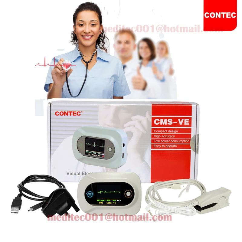 CONTEC CMS-VE Visual Digital Stethoscope  SPO2 PR Electronic Diagnostic Waveform,SPO2 PR,FREE Adult SPO2 CEPulse Oximeter 48hr