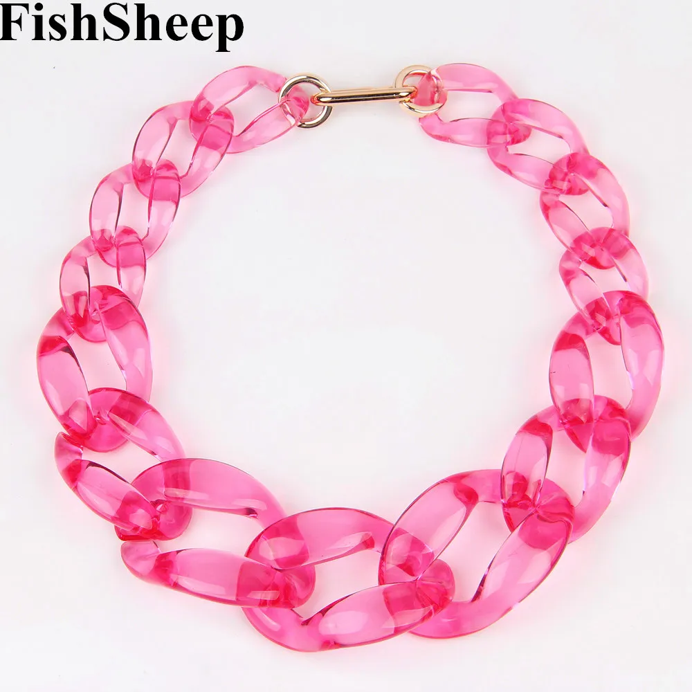 2017 New Transparent Color Acrylic Chain Choker Necklace Plastic Chunky