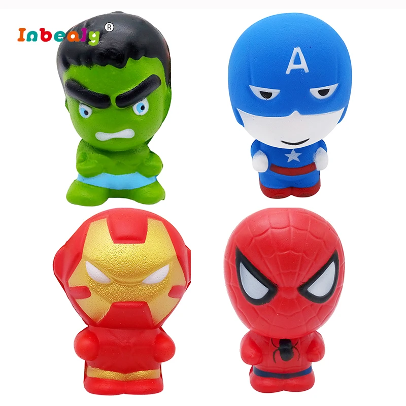 

Cute Kawaii Cartoon Super Hero Squishy Slow Rising Iron Man Spiderman Superman Squishies Toy Jumbo Squeeze Stress Relief Toys