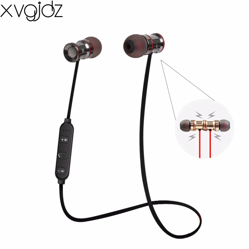 

xvgjdz Auriculares 4.1 Bluetooth Headset Wireless Earphone with Mic Magnet Function Adsorption Steelseries Earbuds for Xiaomi
