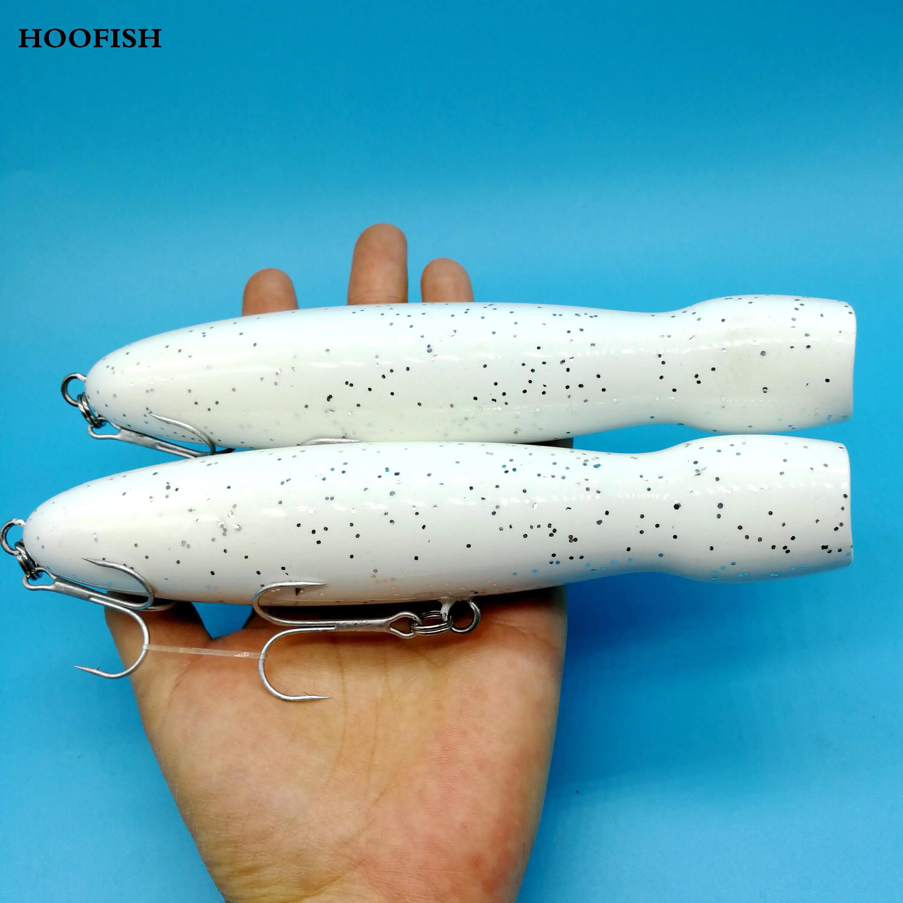

HOOFISH 2PCS/LOT Big popper fishing lure 102g/180mm Topwater Floating Hard Bait 3d Eyes Bait hard lure