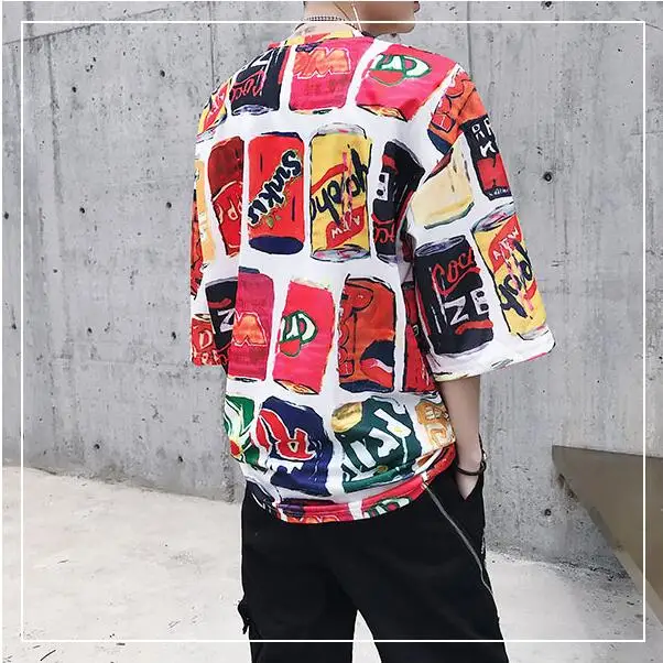 M-XL! Летние Новые Цветные банки с принтом Мужские и женские пары с коротким рукавом t tide Брендовые мужские свободные футболки с коротким