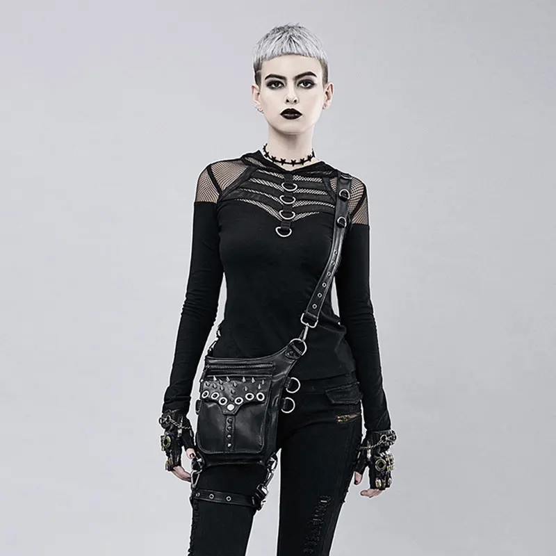 

Corstory Black Steampunk PU Leather Rivet Bag Thigh Holster Protected Purse Burlesque Gothic Cosplay Prop Corset Matching Things