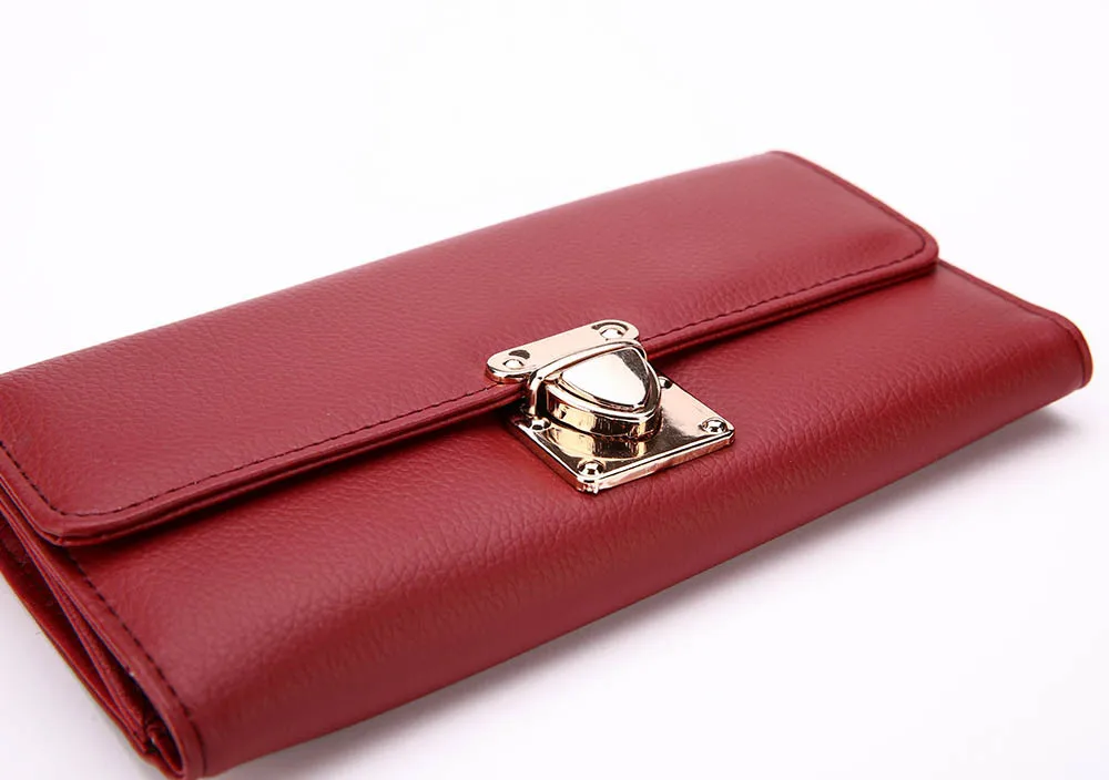 Женский кожаный Длинный кошелек на застежке, кошелек, держатель для карт, многофункциональная ручная сумка, держатель для карт, кошельки для женщин, Carteira Feminina#5 - Цвет: Red