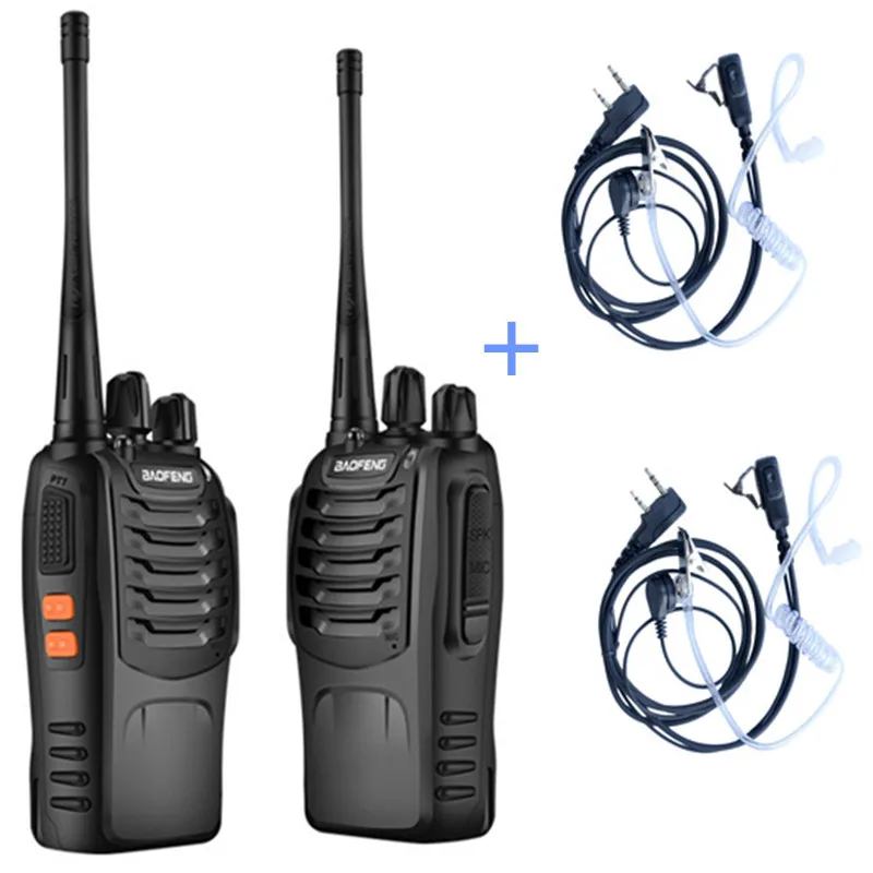 2 шт. BF888S портативный радиопередатчик fm UHF двухстороннее Радио BF 888 S Ham коммуникатор HF cb радиостанция рация Baofeng BF-888S - Цвет: Add air tube mic
