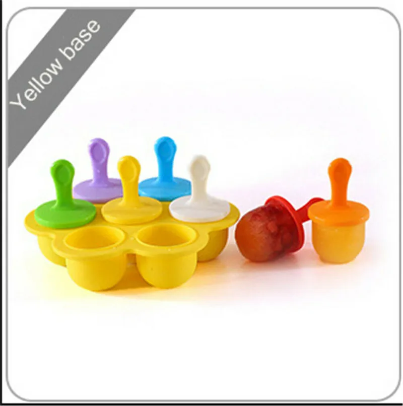 Brand New 7 Packs Ice Pop Popsicle Mold Maker Summer Ice Cream Makers Frozen Dessert Treats DIY Moulds - Color: Yellow