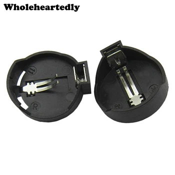 

Black Round 3V CR2032 Button Battery Holder CR2025 Coin Cell Holder Straight Socket Battery Storage Boxes Battery Case Organizer