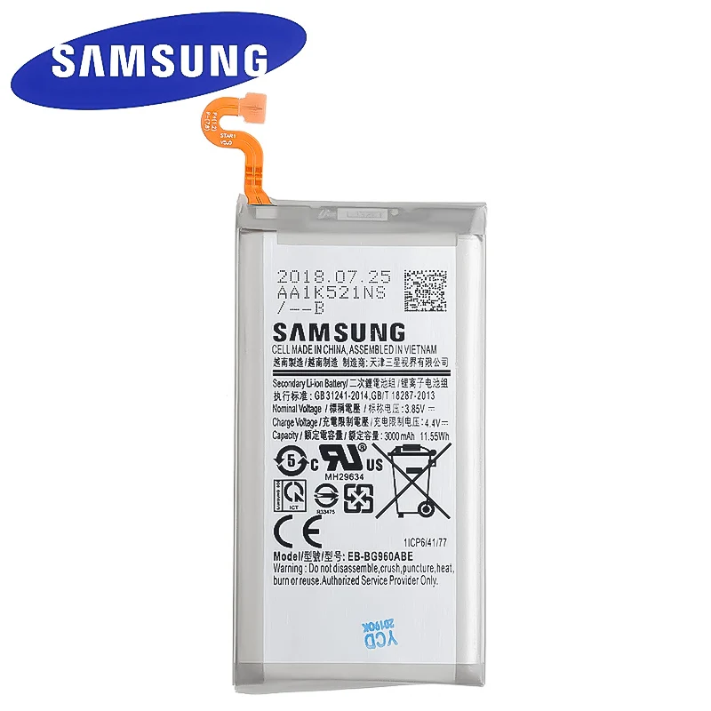 Samsung Original Replacement Phone Battery For Galaxy S9 G9600 SM-G960F SM-G960 G960F G960 EB-BG960ABE Phone Battery 3000mAh