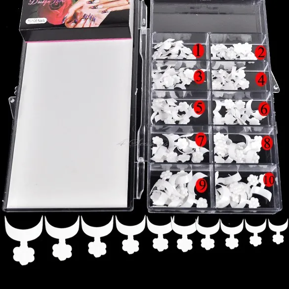 C1MY 100PCS White French False Acrylic Nail Art Tips Edge Form Guide UV Gel Decoration Design | Красота и здоровье