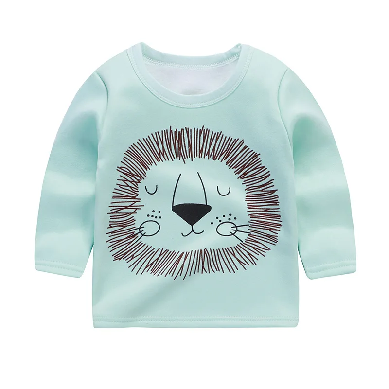 

CALOFE Boys Girls Fleece T-shirt Cute Cartoon Kids Cotton Autumn Tops Children Casual Tees Baby Spring Blouse Girl Clothes