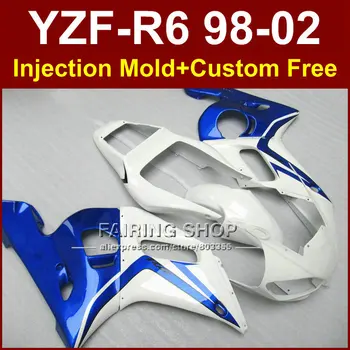 

PR4R NEW fairings for YAMAHA YZF R6 1998 1999 2000 2001 2002 white blue fairings kit YZF R6 98-02 body repair parts TF6C