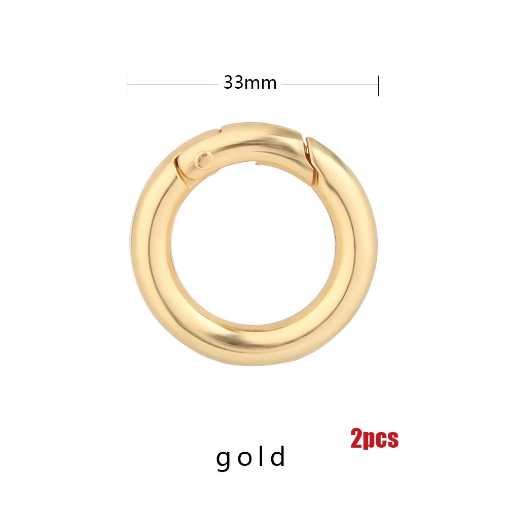 Gold 33mm 2 шт., оцинкованный сплав, пружина для ворот, уплотнительное кольцо, пряжки-зажимы, карабин, кошельки, сумки, Круглый пусковой крючок, карабин - Цвет: Gold 33mm