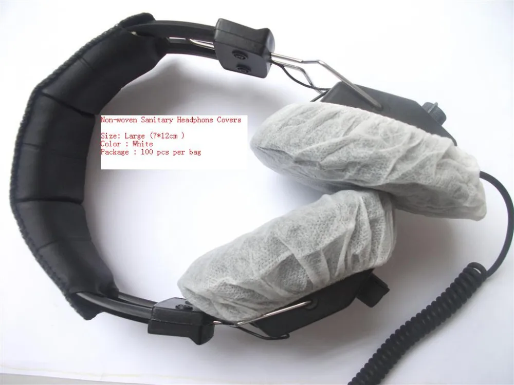 Linhuipad 12 13cm 2 color White and black Non Woven Disposable Sanitary Headphone Cover widely use for big over head headsets
