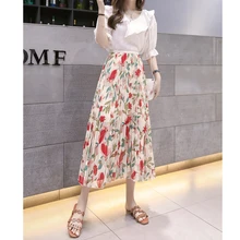 Женские плиссированные юбки с цветочным принтом, высокая талия, Lone Maxi юбки Jupe Femme, вечерняя пляжная одежда, Falda, мода
