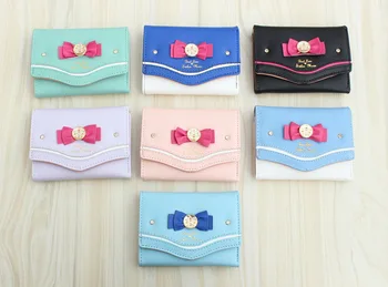 

by dhl or ems 100pcs new Sailor Moon Beauty Girl Long Wallet Animation PU Leather Zipper Purse Gift Women Bow Tie Wallets