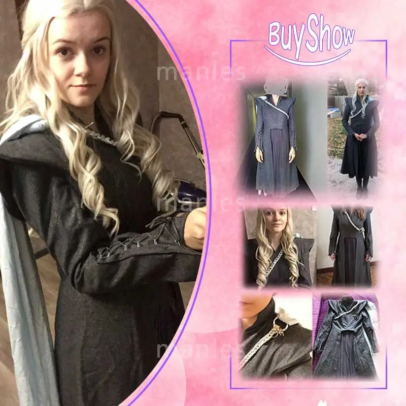 Custom Made Daenerys Targaryen Costume | Game of Thrones Season 7 Cosplay | Fancy Dress Black Outfit with Boots and Cloak | Halloween Carnival image 6