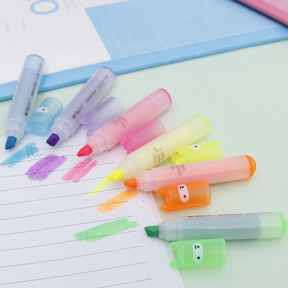 6 шт. милые мини ниндзя флуоресцентные маркеры с мультяшным животным кроликом Мел маркеры школьные принадлежности подарочная ручка