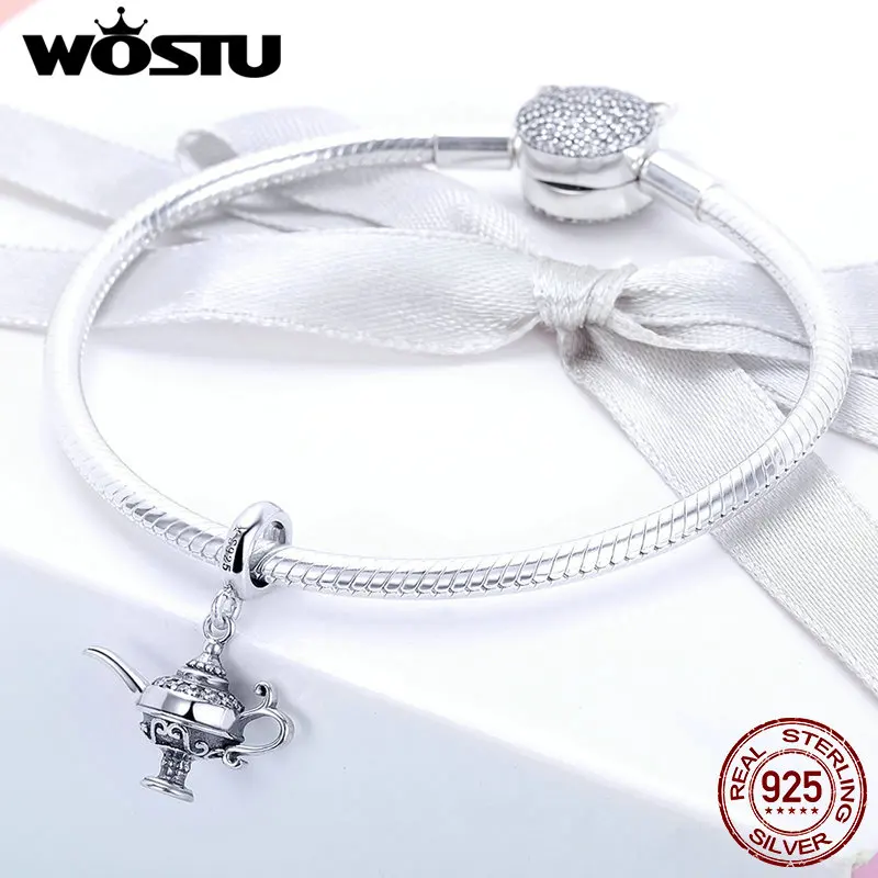 WOSTU Hot Sale 925 Sterling Silver Lamp of Aladdin Dangle Charm Fit Original DIY Beads Bracelet Lucky Wish Jewelry Gift DXC703 WOSTU Hot Sale 925 Sterling Silver Lamp of Aladdin Dangle Charm Fit Original DIY Beads Bracelet Lucky Wish Jewelry Gift DXC703