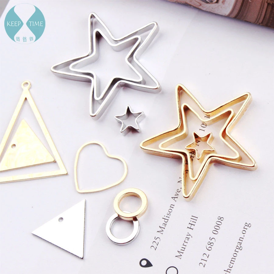 

DIY COPPER EARRINGS accessories fashion exquisite metal circular ring star triangle love pendant ornaments
