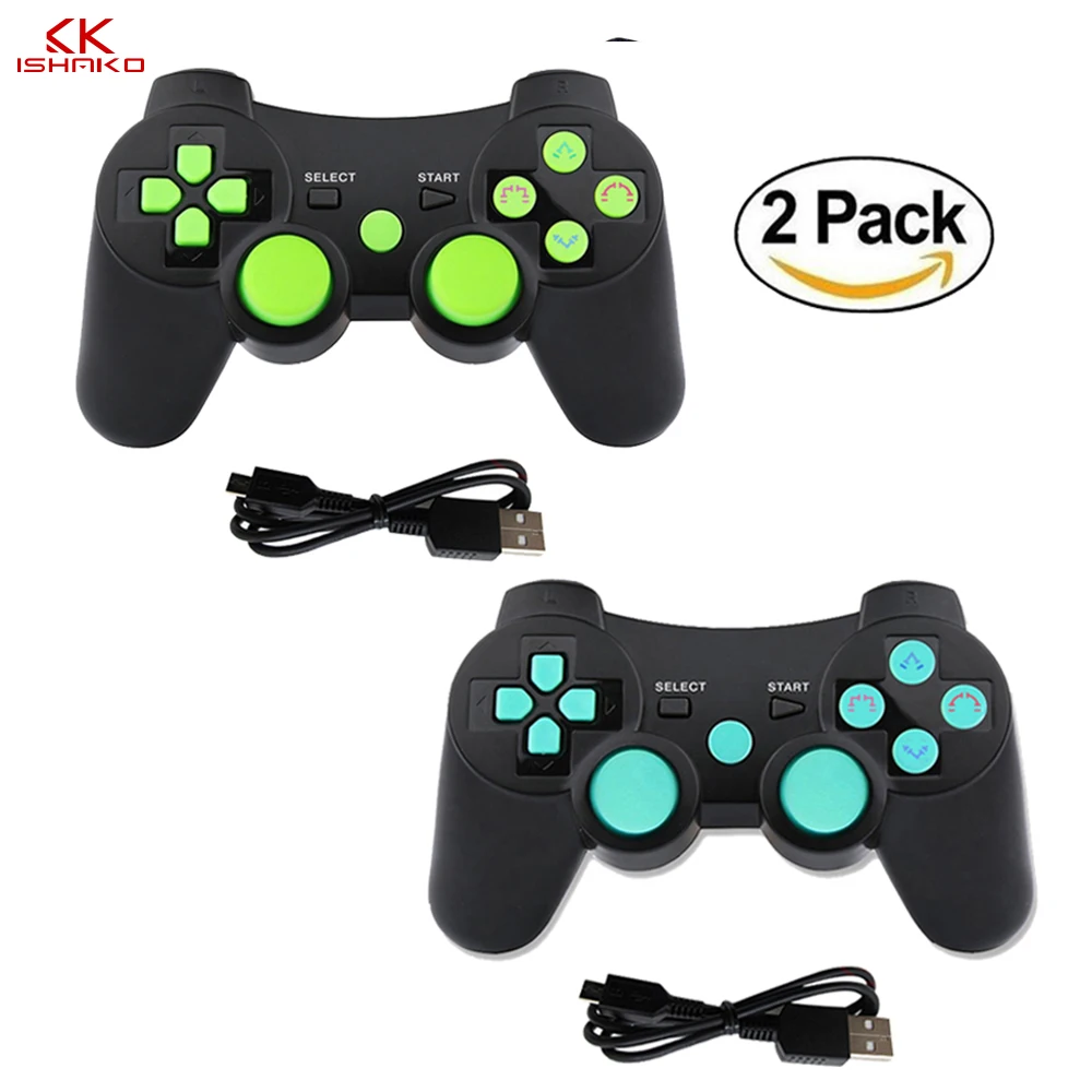 

K Ishako free shipping double shock joystick remote gamepad 2Packs Bluetooth Controller Gamepad for playstation3