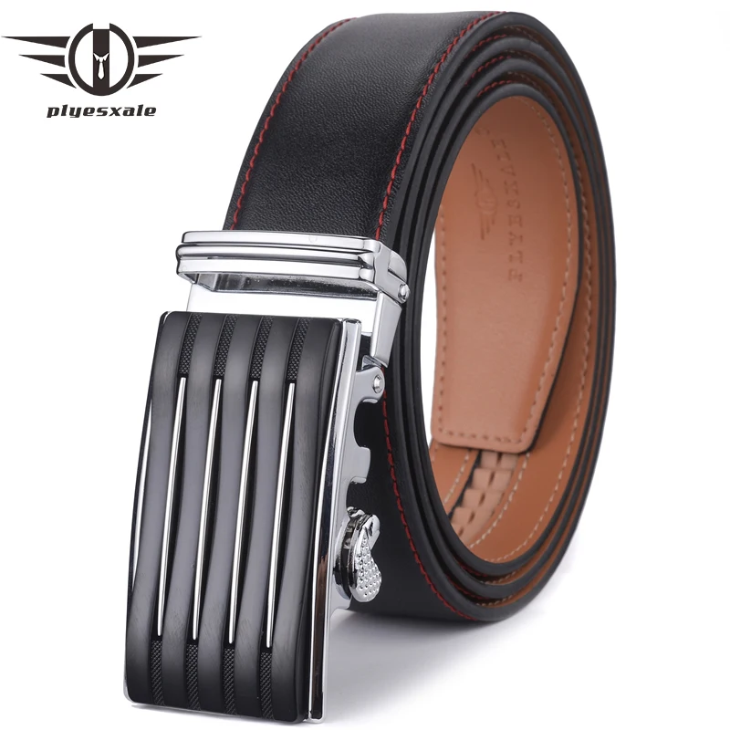 

Plyesxale Cow Genuine Leather Belts For Men Top Quality Mens Automatic Buckle Leather Belt 3.5cm Dress Business Formal Belts G4