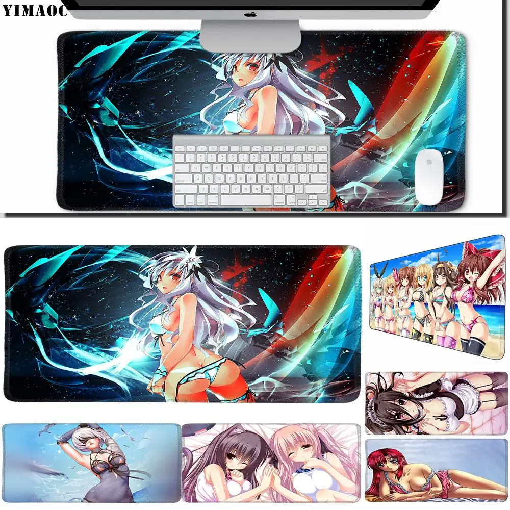 

YIMAOC 30*60 cm Large Mouse Pad Gamer Mousepad Rubber Gaming Desk Mat with Locking Edge Anime Girl