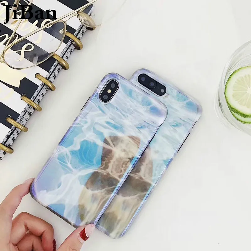 JiBan Fashion Cool Water Wave Phantom Laser Case Luxury IMD Psychedel Soft TPU Shell Back Phone Cover For iphone X 6S 7 8 plus |
