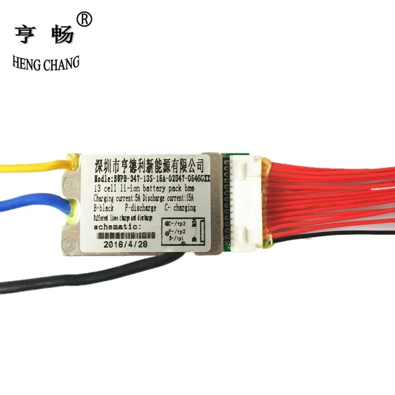 Высокое качество 13s bms 48v литиевый аккумулятор bms зарядное напряжение 54,6 15a bms pcm