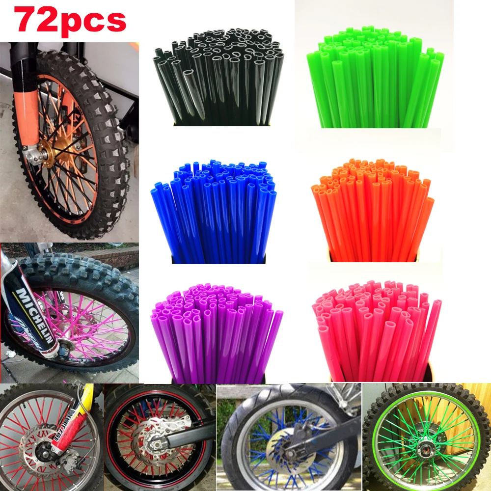 72pcs Motorcycle Spoke Skins Motorcycle Spoke Covers Coats for Motorcycle Dirt Pit Bikes Green 
