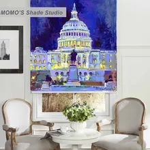 MOMO Roller Blinds Blackout Design Window Blinds Shades Painting Curtains Roller Shades Thermal Fabric Custom Size, PRB set526
