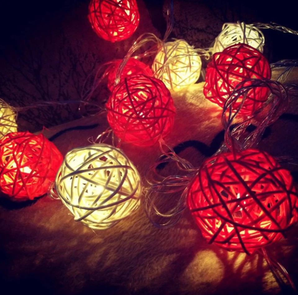 

10 20 Lamp Holders Creative DIY LED Lights Colorful Rattan Ball Wedding Christmas Birthday Party Decorations Outdoor Home Decor