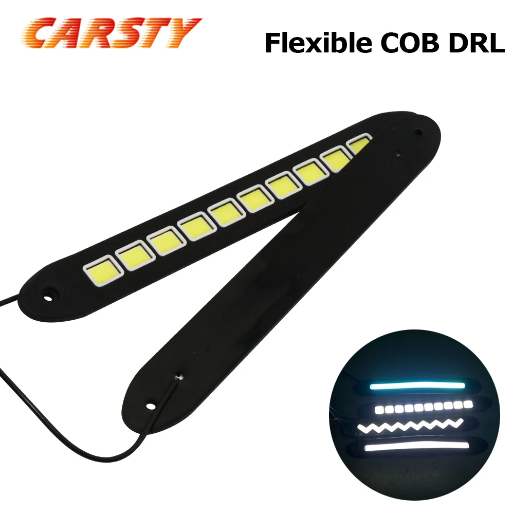 

Car-styling 2pcs Bendable LED Daytime Running Light Waterproof COB Day Time Lights Flexible LED Car DRL Driving Lamp for Ford