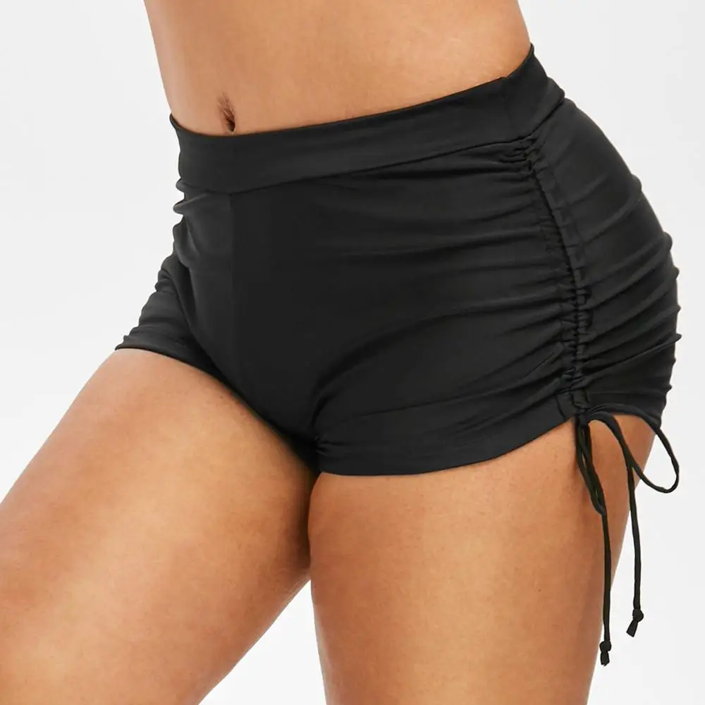 Funic Womens Plus Size Pants Mid Waist Lace Hot Shorts Elastic Sports Trousers Trunks