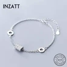 INZATT, настоящее 925 пробы, серебряный, геометрический, полый, циркониевый, цилиндрический браслет для очаровательных женщин, вечерние, модные, хорошее ювелирное изделие, подарок