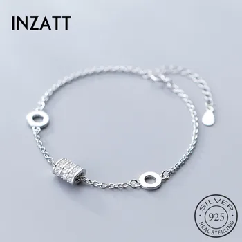 

INZATT Real 925 Sterling Silver Geometric Hollow Zircon Cylinder Bracelet For Charming Women Party Trendy Fine Jewelry 2019 Gift