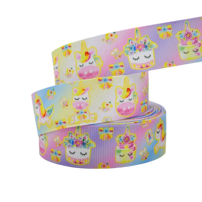 1 inch 25mm Printed Cartoon Grosgrain Ribbon 10yards Dog Bear Unicorn Animal Gift Decoration accessories