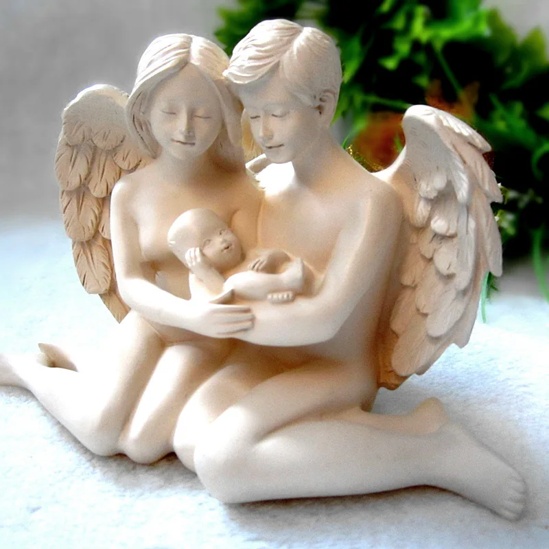 Cupid angel couple hold baby украшения изделия из смолы для счастливой семьи свадебные