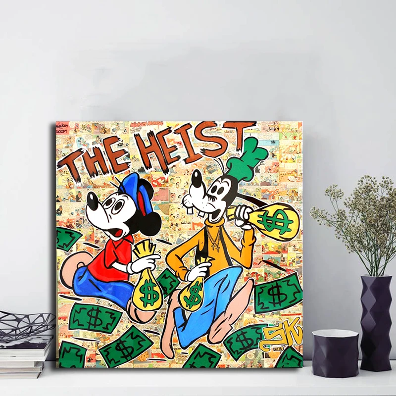 

Monopolyingly Mickey Mouse The Heist Canvas Painting Wall Art Street Poster HD Picture Print Decorative Living Room Home Decor