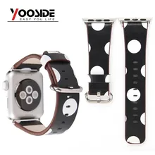 Для Apple Watch группа искусственная кожа ремень 38/42 мм серии 1/2 черный, белый цвет в горошек сетка наручные Замена ремня
