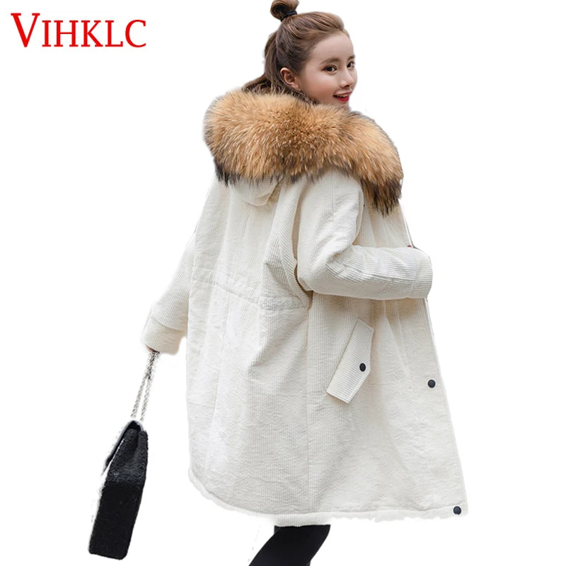 

2017 Winter Women Hooded real fur collar Thicken Warm Long Jacket women's coat girls long slim coat jacket L217